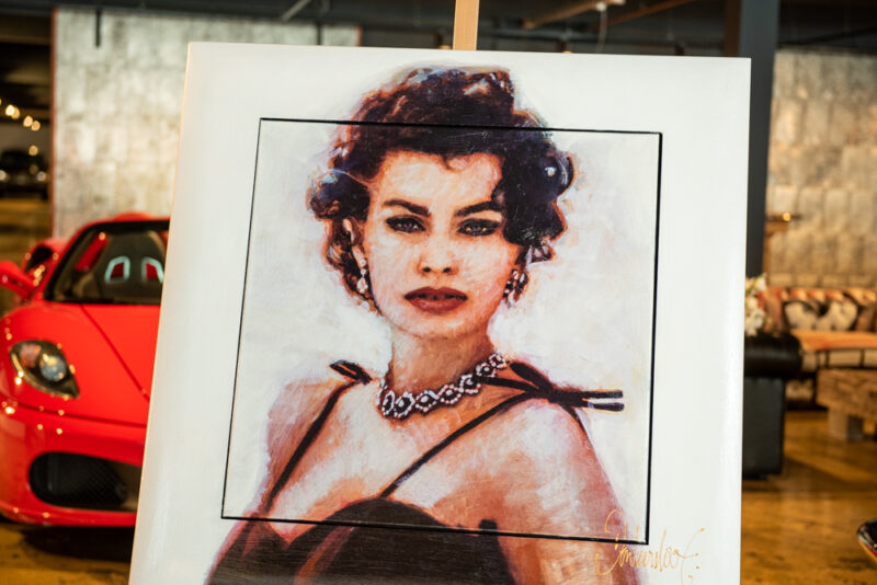 Dichtbij genomen foto van schilderij Sophia Loren Young door Peter Donkersloot